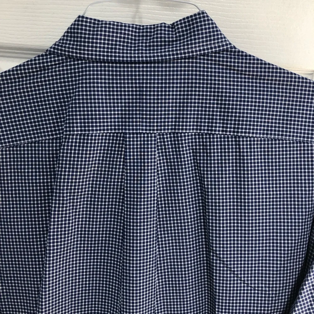 Polo Ralph Lauren Button Shirt Blue White Gingham Plaid Mens Red Pony XL Cotton